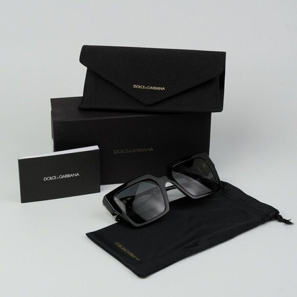 SALE! NEW D&G DG4446B 501/87  Black Silver Dark Gray Square Women Sunglasses